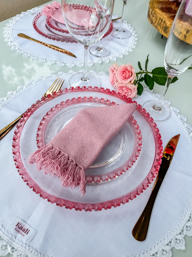 Prato de Sobremesa de Cristal Rosa Lyor Coração - Imagem 3