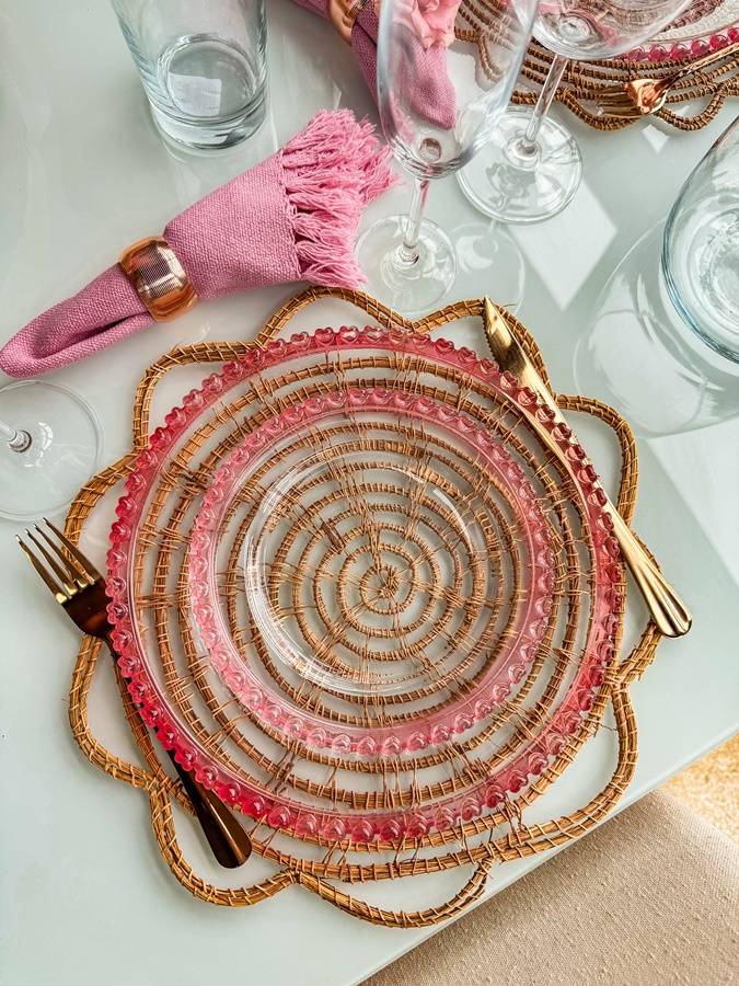 Prato de Sobremesa de Cristal Rosa Lyor Coração - Imagem 2