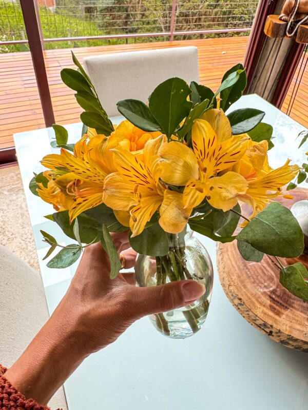 Arranjo Mini de Astromélias e Rosas Monocromático - Imagem 2